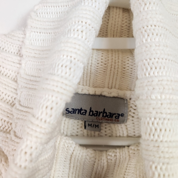 Vintage 90s White Turtleneck Cable Knit Long Sleeve Sweater 1990s Cotton Preppy - Picture 4 of 9